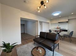 リビング　キッチンまで一つにつながる開放感。