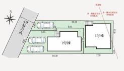 全体区画図　ご覧の物件は2号棟です。