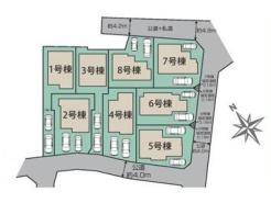 全体区画図 ご覧の物件は2号棟です。