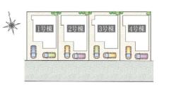 全体区画図 ご覧の物件は2号棟です。