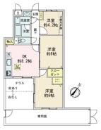 間取り LDKから屋根付テラスで開放感的な空間