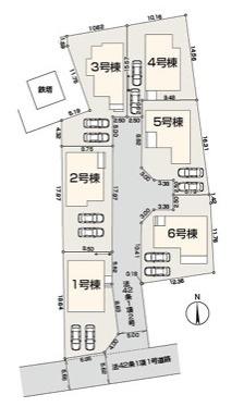 全体区画図 ご覧の物件は4号棟です。