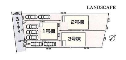 全体区画図 ご覧の物件は2号棟です。