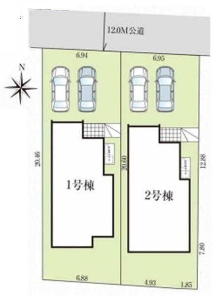 全体区画図　ご覧の物件は1号棟です。