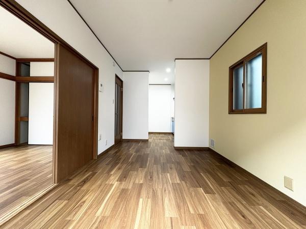 リビング　キッチンまで一つにつながる開放感。