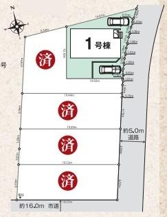 全体区画図　ご覧の物件は1号棟です。